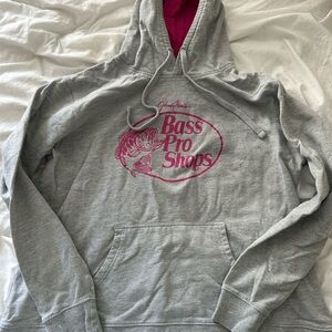 Bass Pro Shops Gray Hoodie with Pink Accents